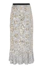 Saloni Aidan Silver Waistbanded Midi Skirt