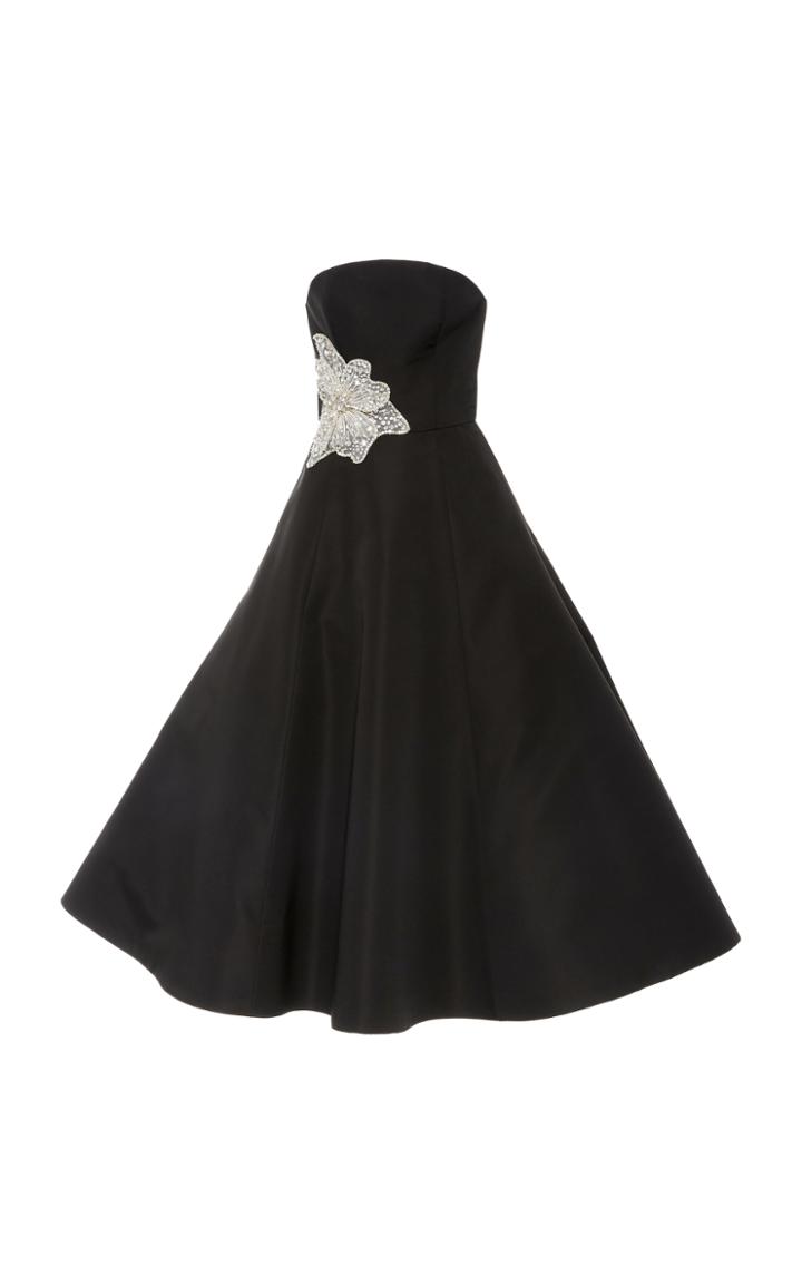 Christian Siriano Silk Cocktail Dress With Sequin Hip Embroidery