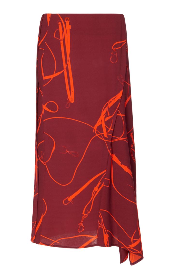 Victoria Beckham Printed Asymmetrical Georgette Midi Skirt