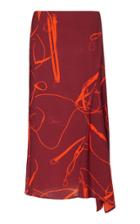 Victoria Beckham Printed Asymmetrical Georgette Midi Skirt