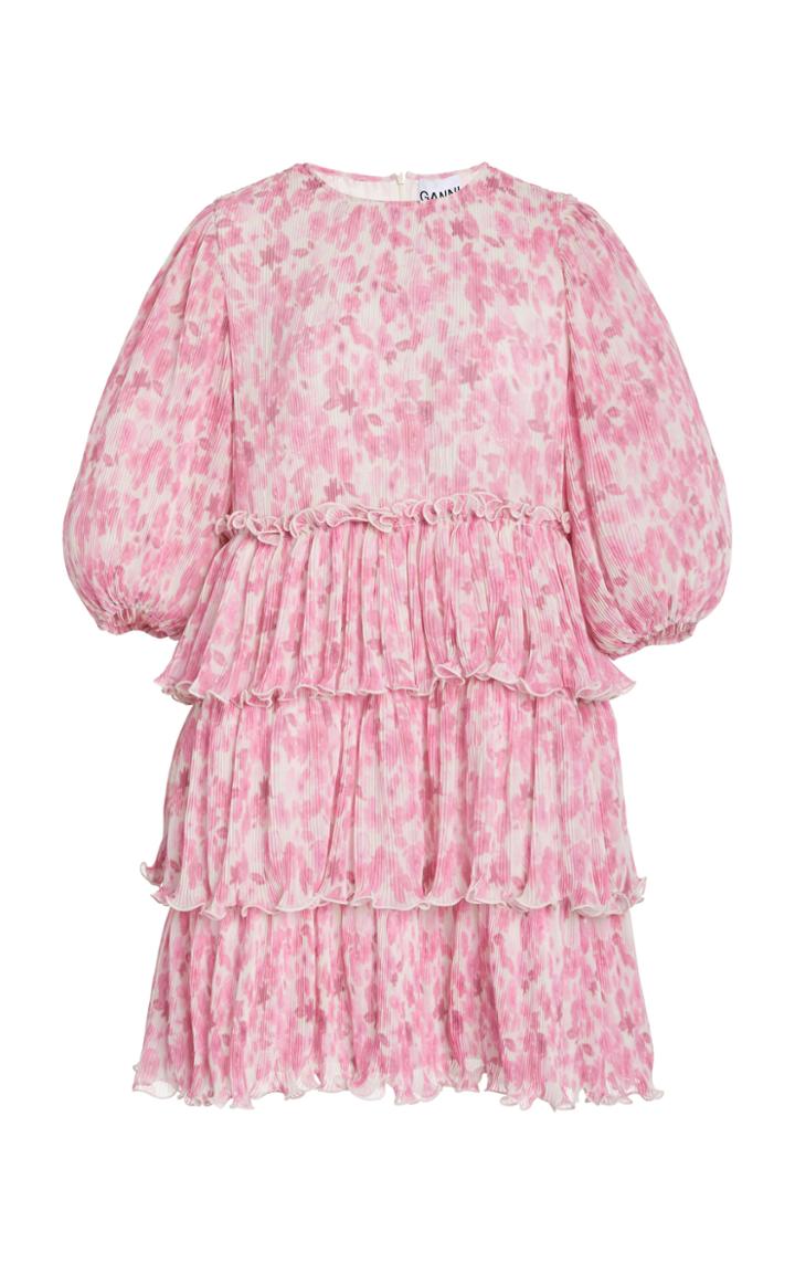Moda Operandi Ganni Pleated Georgette Mini Dress