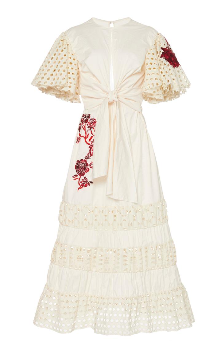 Johanna Ortiz Bon Vivant Embroidered Poplin Dress