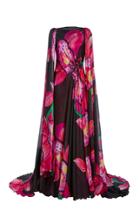 Moda Operandi Rodarte Appliqued Floral Painted Crepe Cape Gown