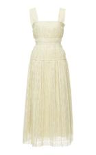 Bottega Veneta Ruched Textured Lurex Chiffon Midi Dress