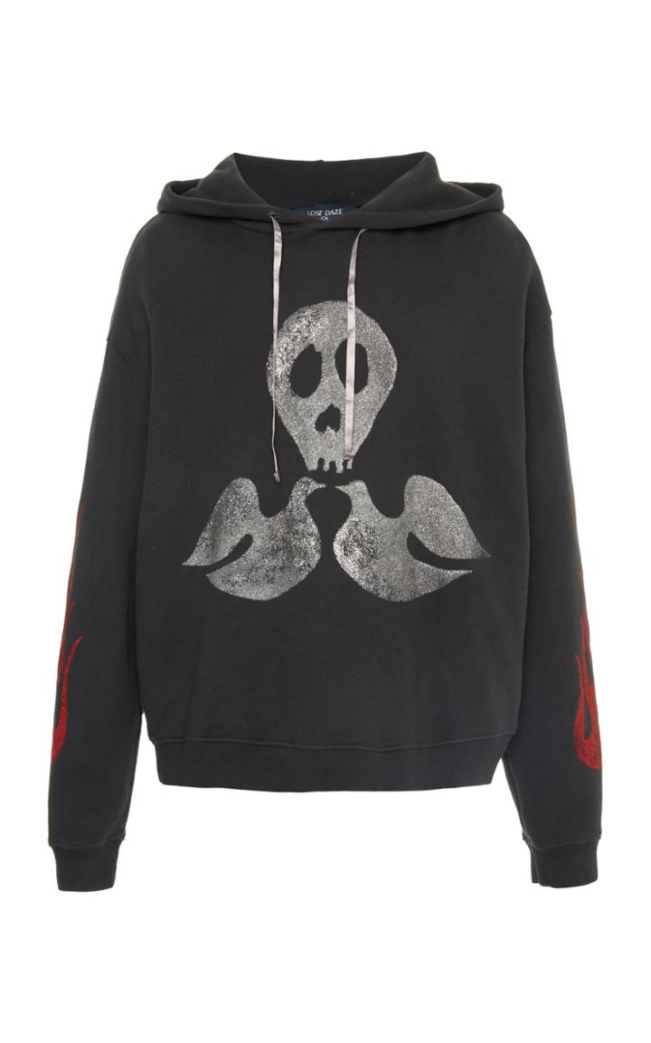Lost Daze Skull Dove Cotton-jersey Hoodie