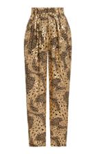 Moda Operandi Alessandra Rich Leo Print Laminated Silk Trousers