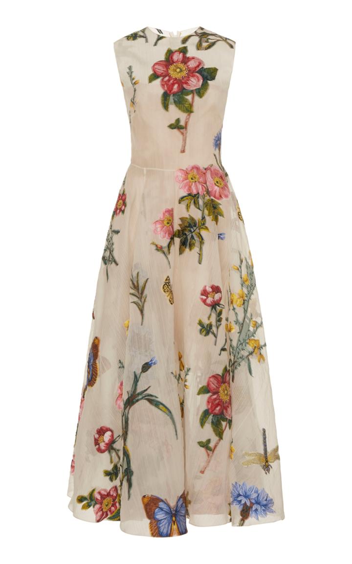 Oscar De La Renta Embellished Fil Coup Dress