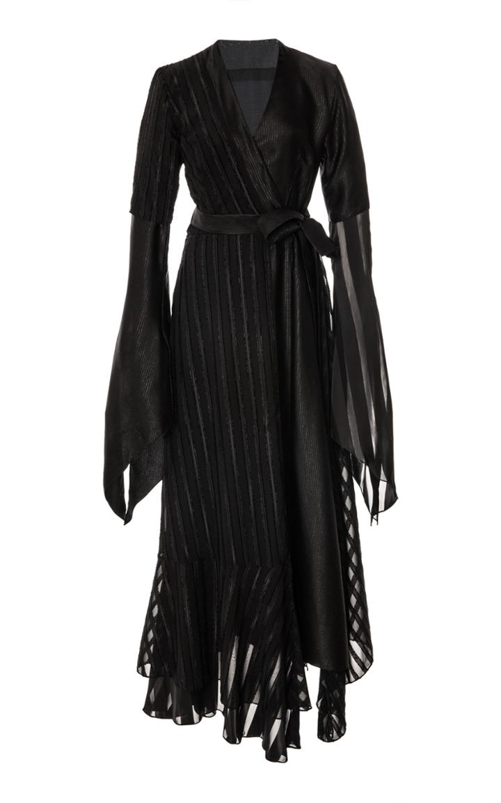 Moda Operandi Loewe Striped Crepe De Chine Long Sleeved Dress Size: 34