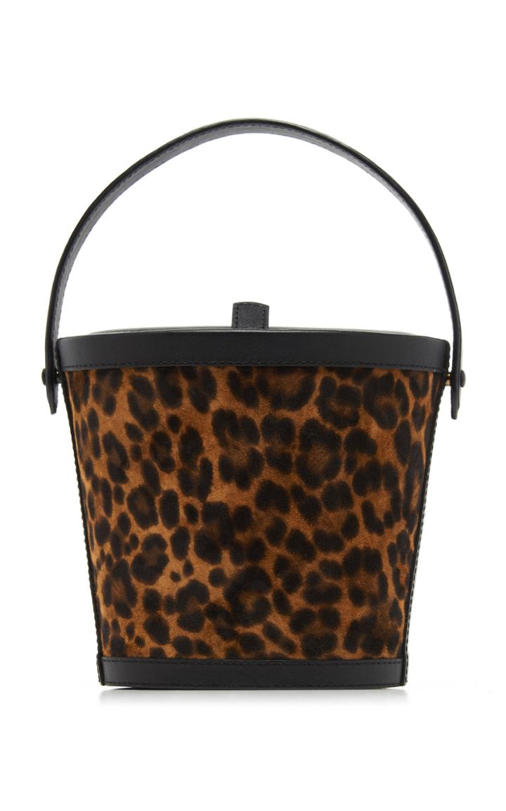 Hunting Season Leather-trimmed Leopard Print Suede Bucket Bag