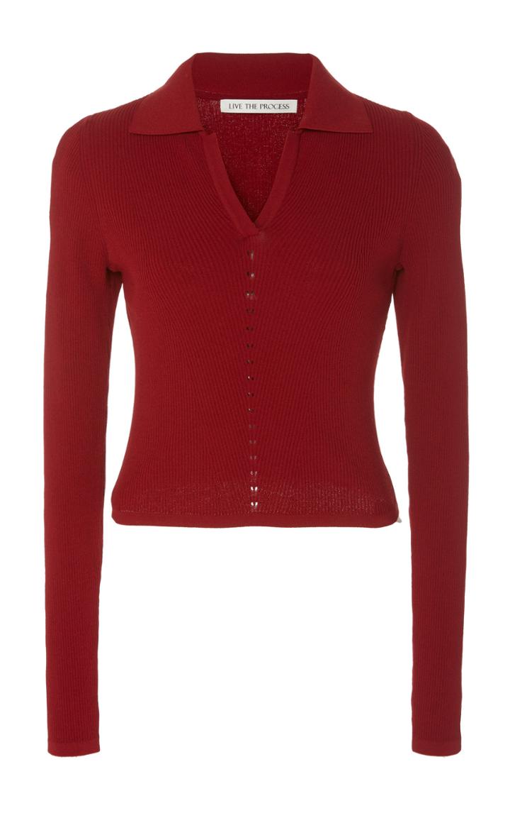 Live The Process Long Sleeve Collared Polo Shirt