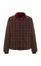 Fortela Shearling-trimmed Checked Wool-twill Bomber Jacket