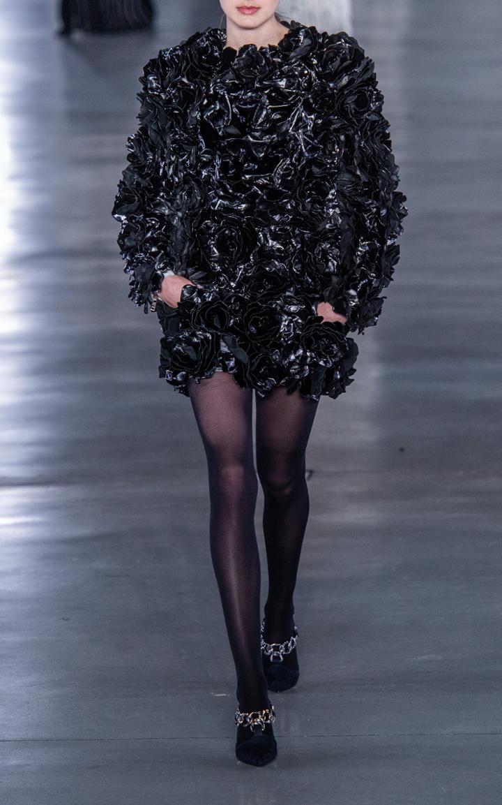 Balmain Floral-embellished Vinyl Mini Dress