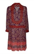 Anna Sui Mixed Deco-print Collared Chiffon Dress