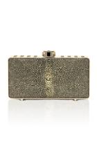 Bougeotte Titanium Best Secret Keeper Clutch In Black And Gold Galuchat