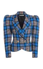 Moda Operandi Alessandra Rich Wool Check Double Breasted Jacket