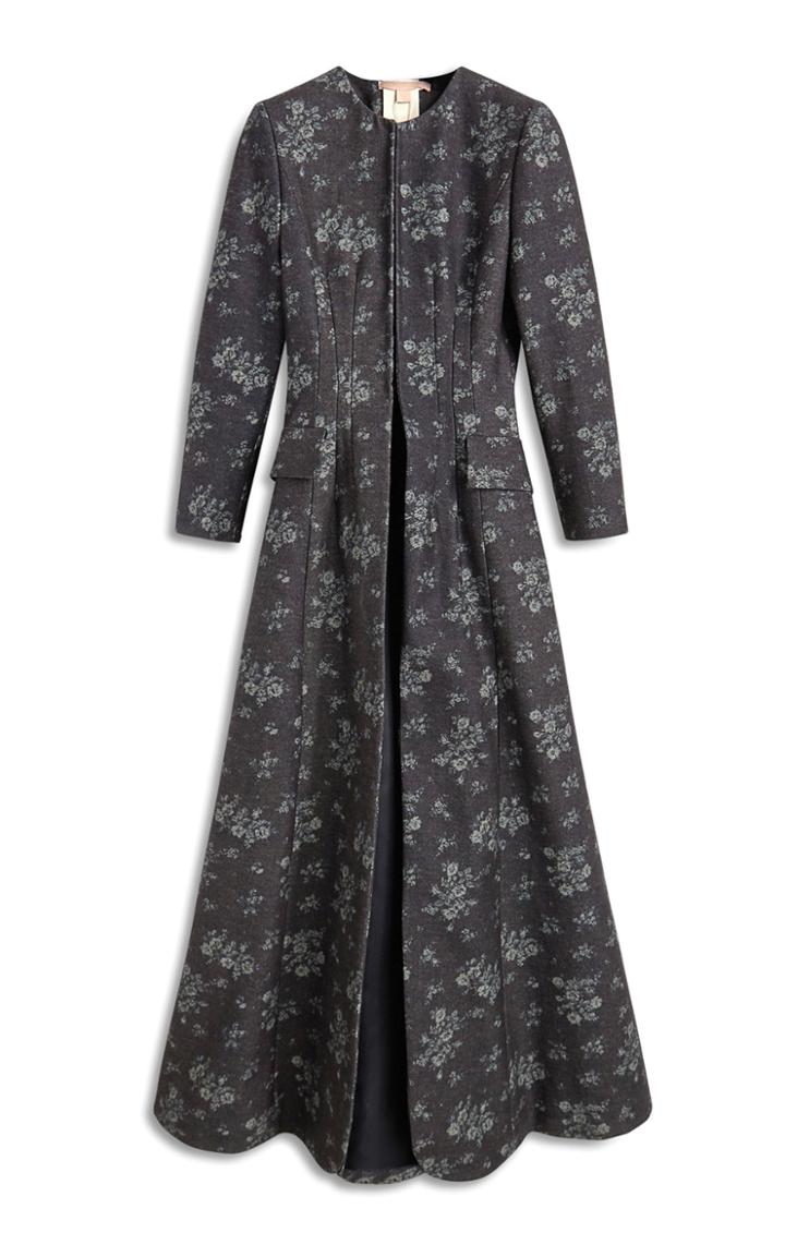 Moda Operandi Brock Collection Sebastiana Floral Cotton Collarless Coat