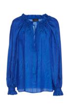 Dundas Satin Jacquard Peasant Blouse