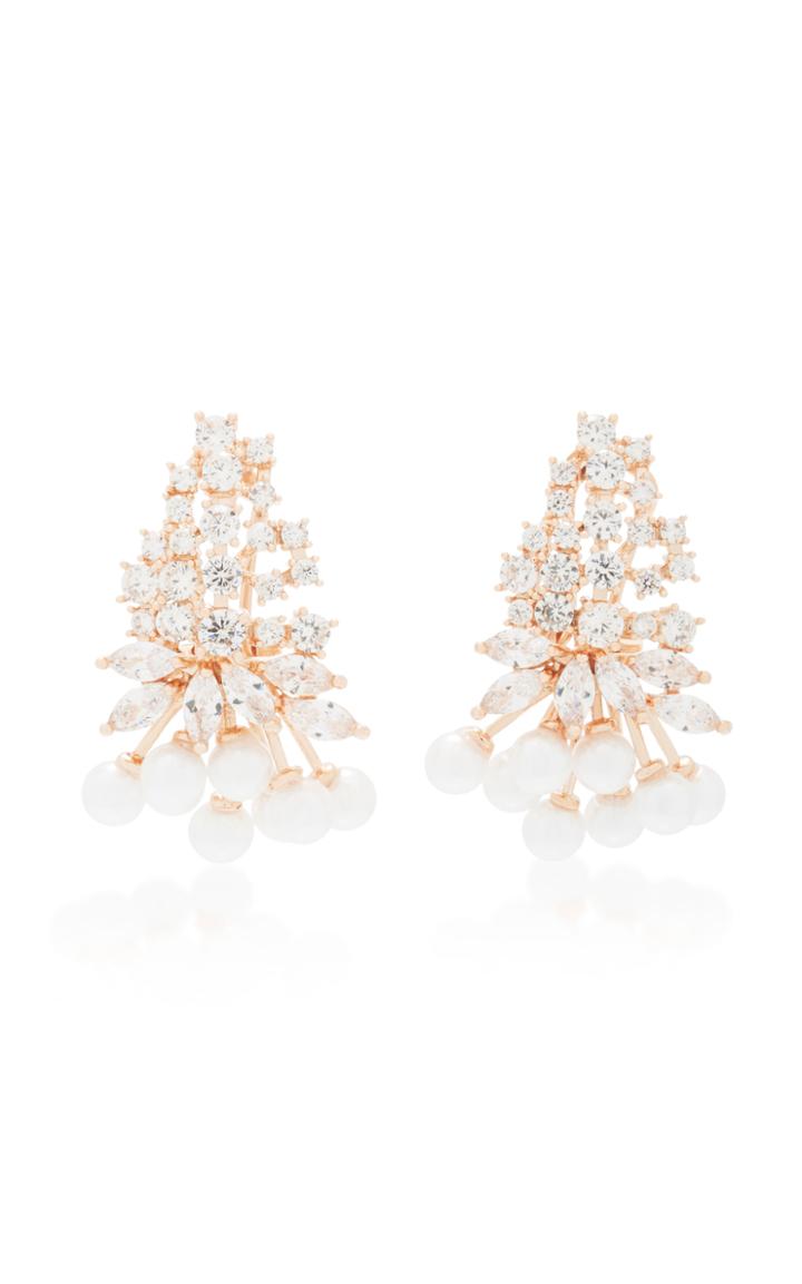 Fallon Monarch Juniper Cluster Crystal And Rose Gold-plated Earrings