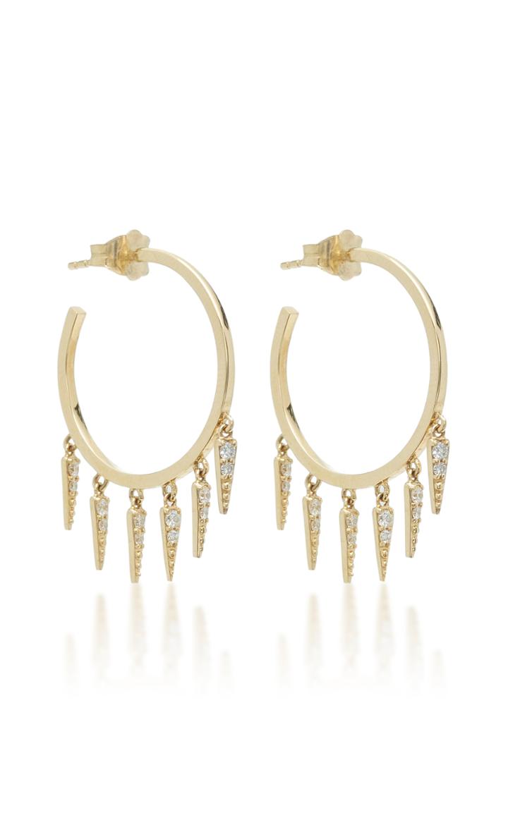 Sydney Evan Pave Fringe Drop Medium Hoops