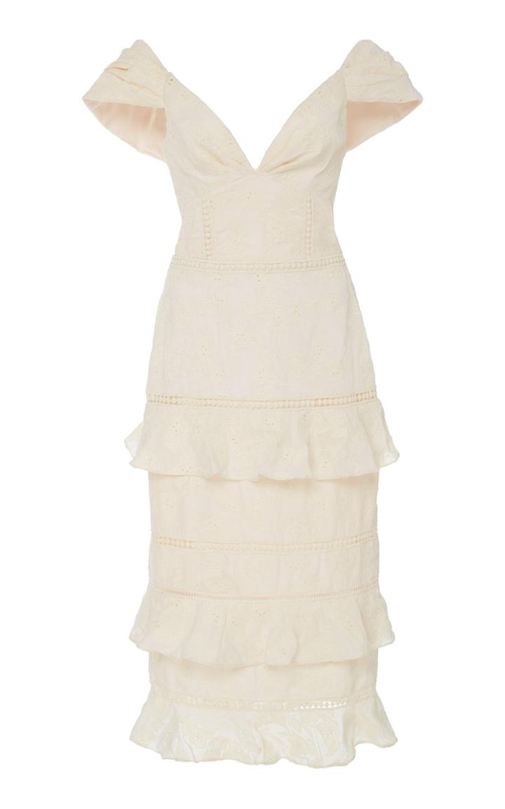 Johanna Ortiz Traduce Me On Lines Cotton Voile Midi Dress