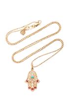 Moda Operandi Sydney Evan 14k Yellow Gold And Turquoise Hamsa Hand Charm Necklace