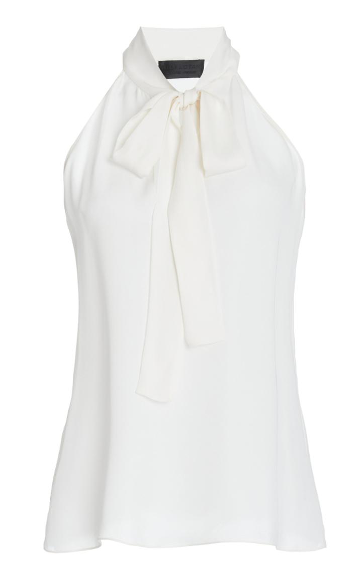 Nili Lotan Pussy-bow Sleeveless Silk Top