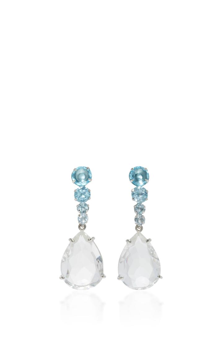 Bounkit Clear And Blue Quartz Two-way Earrings