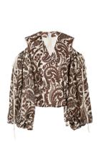 Moda Operandi Rosie Assoulin Cold-shoulder Paisley Linen Wrap Top