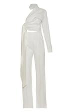 Moda Operandi Aleksandre Akhalkatsishvili Side Wrap Collared Cotton Jumpsuit Size: X