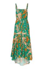 Moda Operandi Johanna Ortiz Romantic Flair Printed Linen Midi Dress Size: 2
