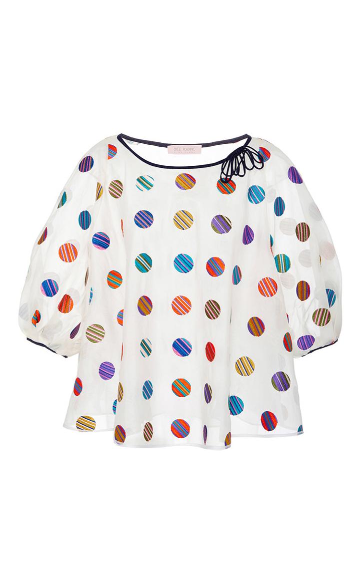 Dice Kayek Embroidered Polka Dot Balloon Sleeved Blouse