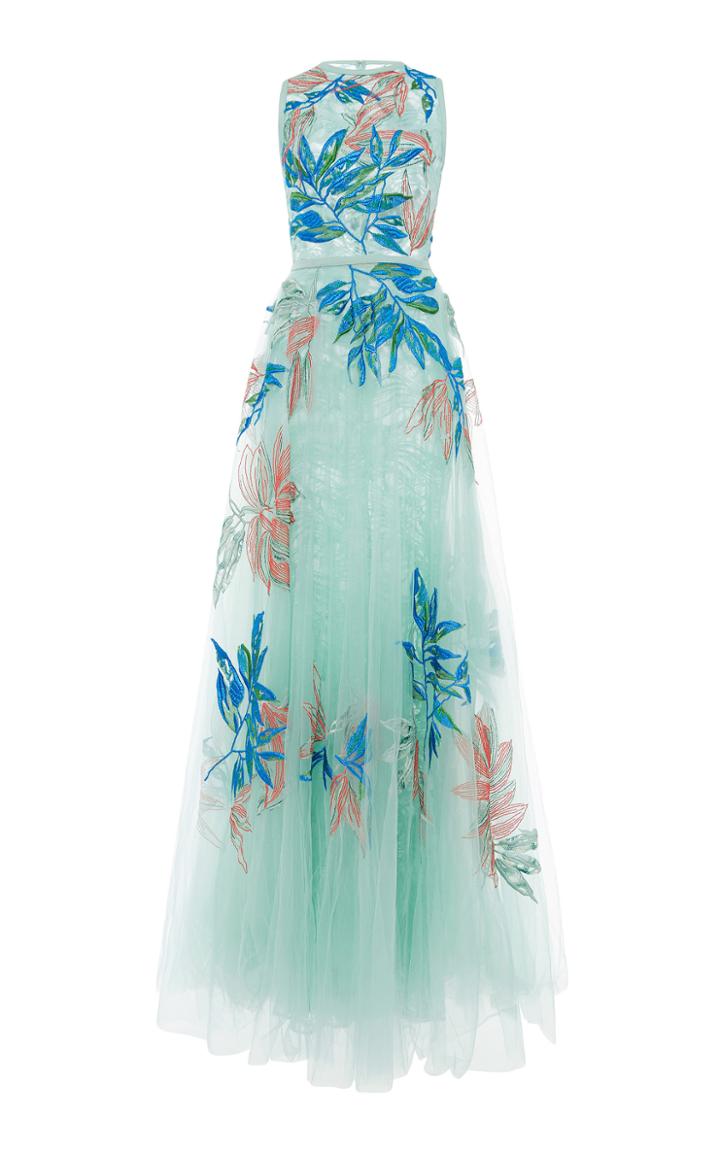 Elie Saab Floral Embroidered Tulle Gown