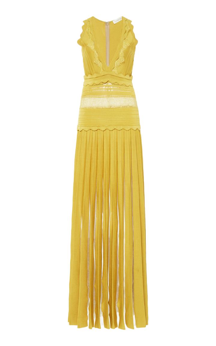 Moda Operandi Zuhair Murad Chantilly-detailed Pleated Maxi Dress Size: 32