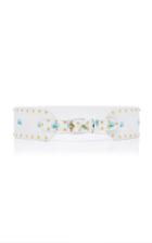 Markarian Ines White Floral Organza Belt With Nailhead Detail
