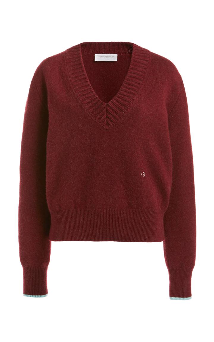 Moda Operandi Victoria Beckham Ribbed Trim Cashmere-blend Sweater