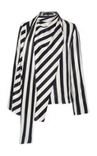 Lapointe Striped Satin Scarf Neck Top