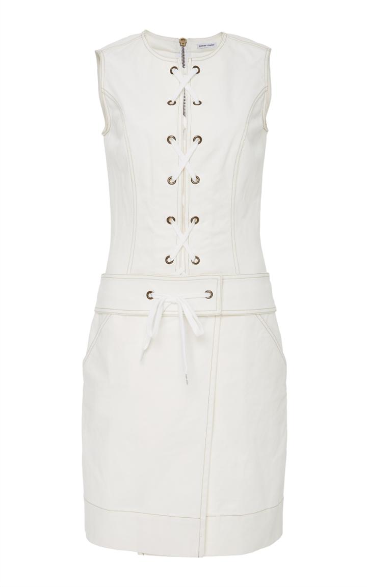 Tomas Maier Sleeveless Lace Front Denim Dress