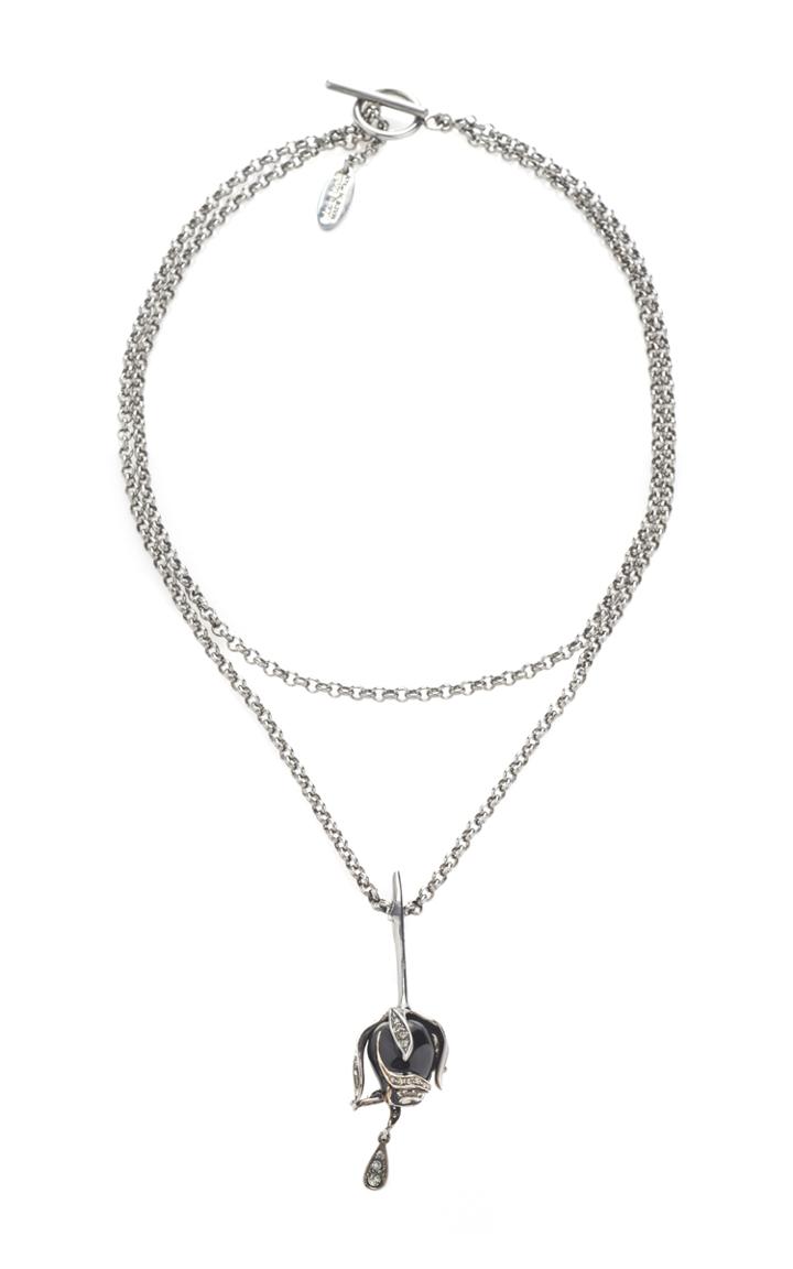 Roberto Cavalli Black Enamel Blooming Pendant