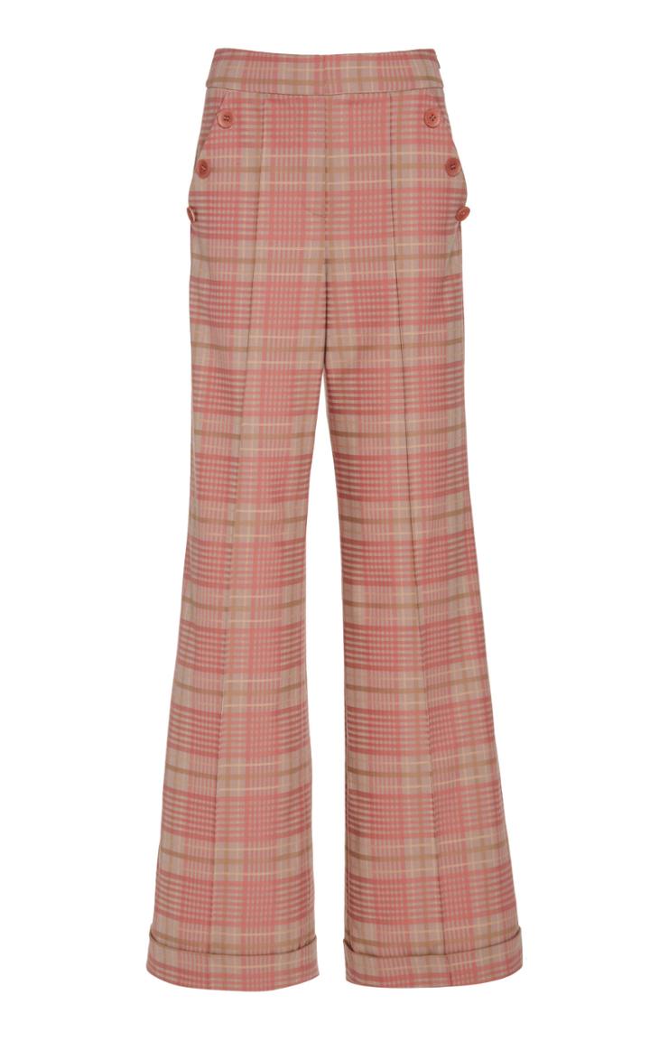 Jonathan Simkhai Tailored Plaid Wool-blend Pants