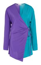 Attico Asymmetric Colorblock Jersey Wrap Dress