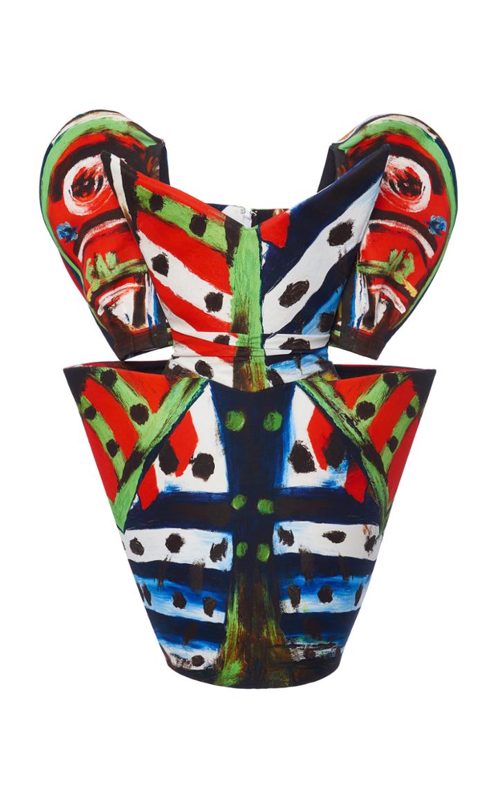 Moda Operandi Moschino Exaggerated Sleeve Printed Cotton Dress Size: 38
