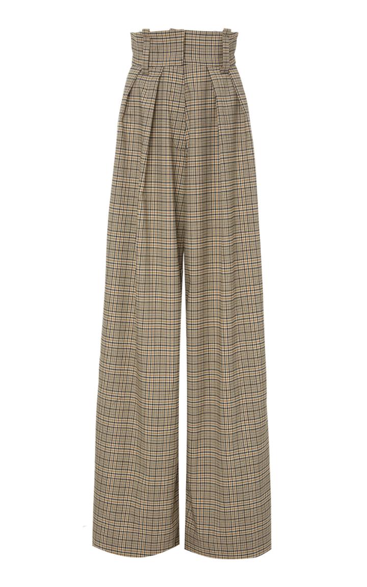 Solace London Orette High-waisted Wide-leg Plaid Pants