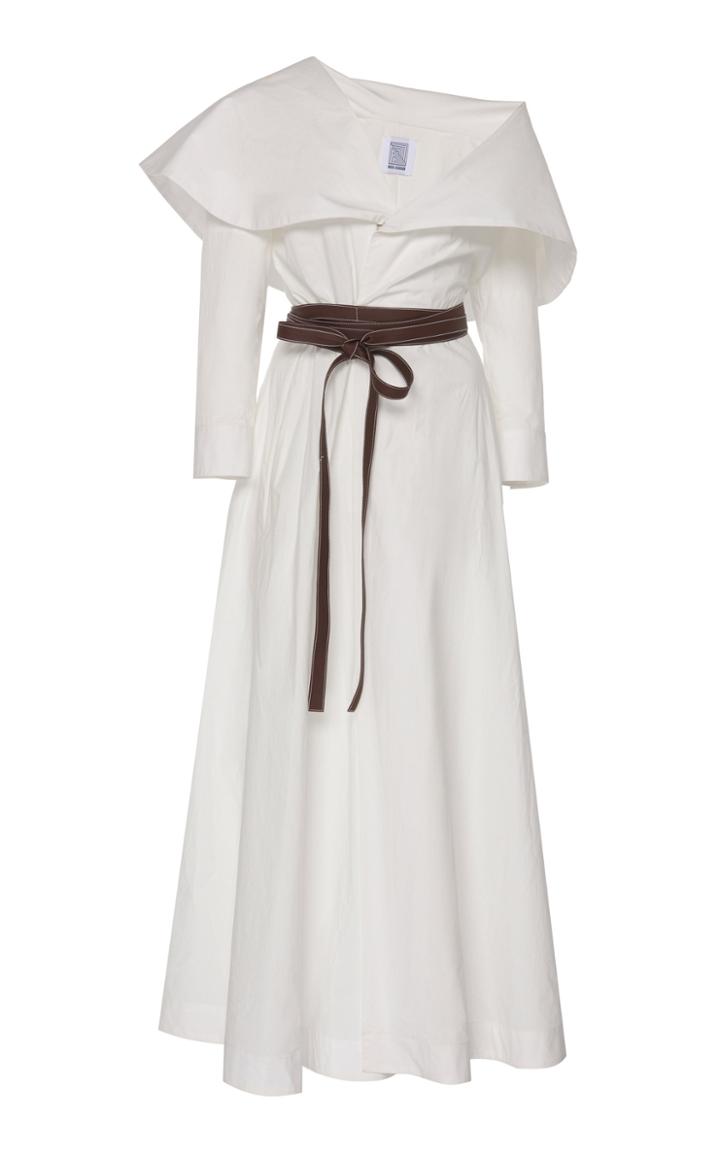 Rosie Assoulin October Belted Cape-effect Cotton-poplin Maxi Dress