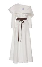 Rosie Assoulin October Belted Cape-effect Cotton-poplin Maxi Dress