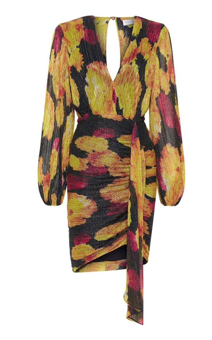 Moda Operandi Rebecca Vallance Astoria Floral Metallic Pliss Mini Dress