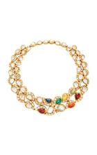 Amrapali 18k Gold Silver Multi-stone Necklace And Earring Set
