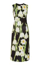 Carolina Herrera Floral-print Satin Midi Dress