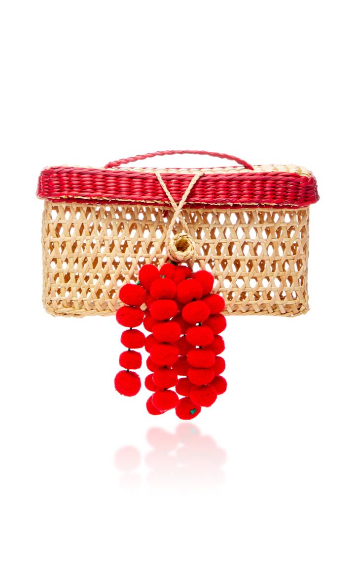 Nannacay Maka Pompom Woven Raffia Bag