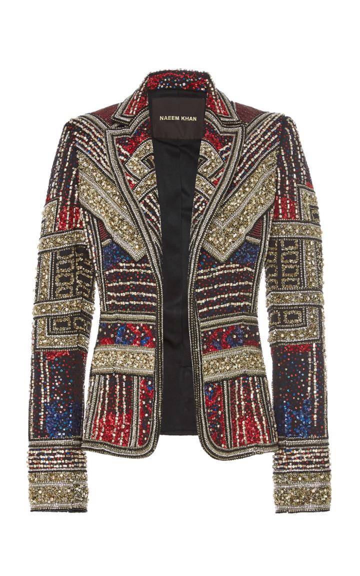 Naeem Khan Embroidered Silk Blazer