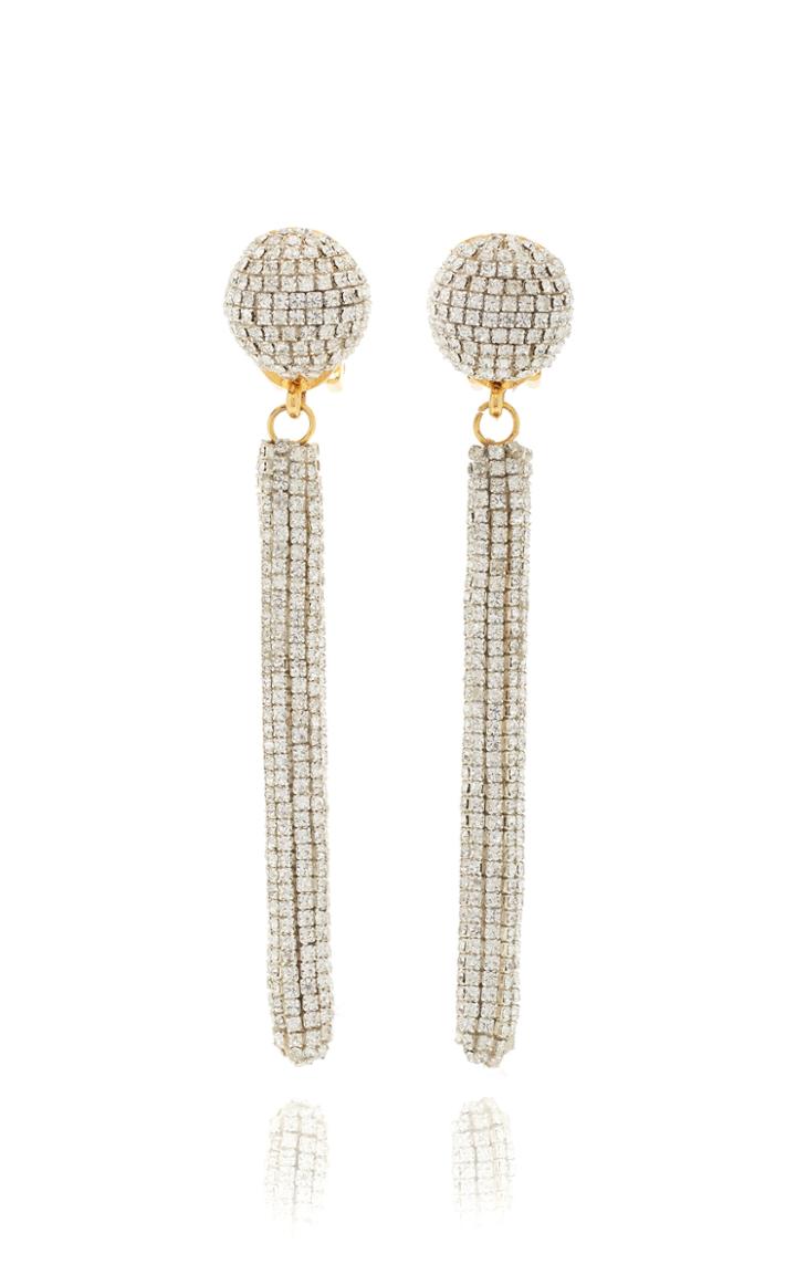 Moda Operandi Oscar De La Renta Silver-tone Pave Earrings